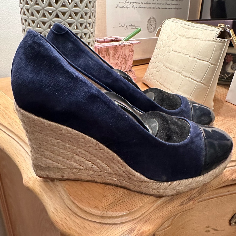 NEVER WORN BLUE SUEDE RUSSELL & BROMLEY ESPADRILLES